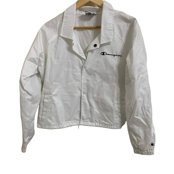 Champion Crop White Coaches Jacket Size Large - Picture 2 of 6